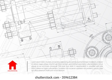 Vector technical blueprint of mechanism. Engineer illustration.  Architect background
