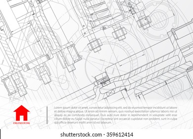 Vector technical blueprint of mechanism. Engineer illustration.  Architect background