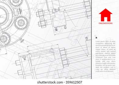 Vector technical blueprint of mechanism. Engineer illustration.  Architect background