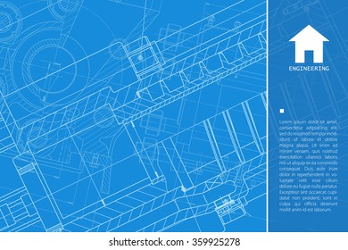 Vector technical blueprint of mechanism. Engineer illustration.  Architect background
