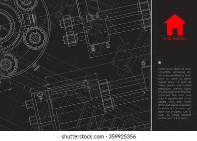 Vector technical blueprint of mechanism. Engineer illustration.  Architect background