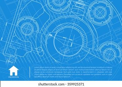 Vector technical blueprint of mechanism. Engineer illustration.  Architect background