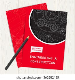 Vector technical blueprint of  mechanism. Engineer illustration. Set of corporate identity templates. Vector illustration. Eps10