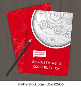 Vector technical blueprint of  mechanism. Engineer illustration. Set of corporate identity templates. Vector illustration. Eps10