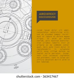 Vector technical blueprint of  mechanism. Engineer illustration. Set of corporate identity templates. Vector illustration. Eps10