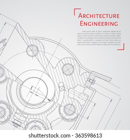 Vector technical blueprint of  mechanism. Engineer illustration. Set of corporate identity templates. Architecture Background