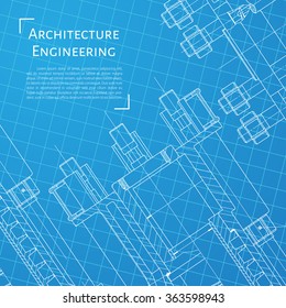 Vector technical blueprint of  mechanism. Engineer illustration. Set of corporate identity templates. Architecture Background