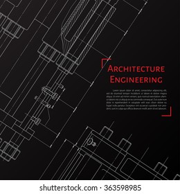 Vector technical blueprint of  mechanism. Engineer illustration. Set of corporate identity templates. Architecture Background
