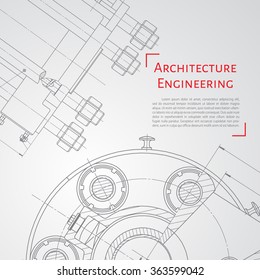 Vector technical blueprint of  mechanism. Engineer illustration. Set of corporate identity templates. Architecture Background