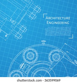 Vector technical blueprint of  mechanism. Engineer illustration. Set of corporate identity templates. Architecture Background