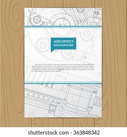 Vector technical blueprint of  mechanism. Engineer illustration. Set of corporate identity templates. Vector illustration. Eps10