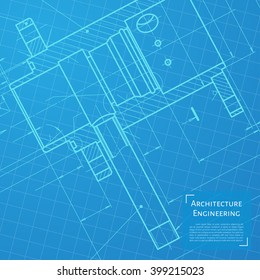 Vector technical blueprint of  mechanism. Engineer illustration