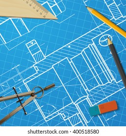 Vector technical blueprint of  mechanism. Engineer illustration