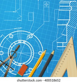 Vector technical blueprint of  mechanism. Engineer illustration