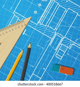 Vector technical blueprint of  mechanism. Engineer illustration