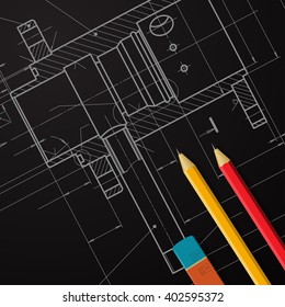 Vector technical blueprint of  mechanism. Engineer illustration