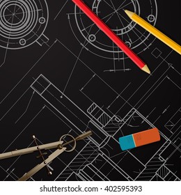 Vector technical blueprint of  mechanism. Engineer illustration