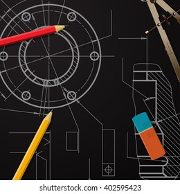 Vector technical blueprint of  mechanism. Engineer illustration