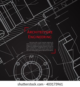 Vector technical blueprint of  mechanism. Engineer illustration