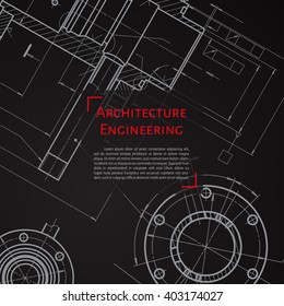 Vector technical blueprint of  mechanism. Engineer illustration