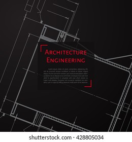 Vector technical blueprint of mechanism. Engineer illustration. Set of corporate identity templates. Architecture Background