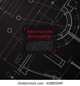 Vector technical blueprint of mechanism. Engineer illustration. Set of corporate identity templates. Architecture Background