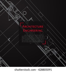 Vector technical blueprint of mechanism. Engineer illustration. Set of corporate identity templates. Architecture Background