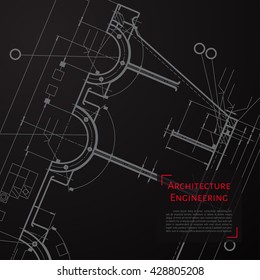 Vector technical blueprint of mechanism. Engineer illustration. Set of corporate identity templates. Architecture Background