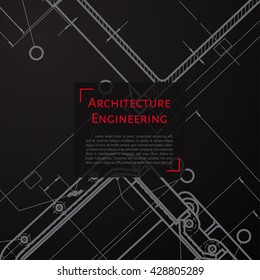 Vector technical blueprint of mechanism. Engineer illustration. Set of corporate identity templates. Architecture Background