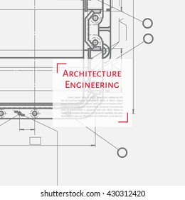 Vector technical blueprint of mechanism. Engineer illustration. Set of corporate identity templates. Architecture Background