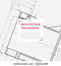Vector technical blueprint of mechanism. Engineer illustration. Set of corporate identity templates. Architecture Background
