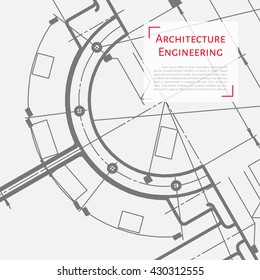 Vector technical blueprint of mechanism. Engineer illustration. Set of corporate identity templates. Architecture Background