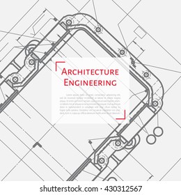 Vector technical blueprint of mechanism. Engineer illustration. Set of corporate identity templates. Architecture Background