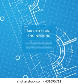 Vector technical blueprint of mechanism. Engineer illustration. Set of corporate identity templates. Architecture Background