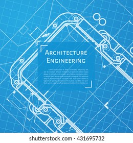 Vector technical blueprint of mechanism. Engineer illustration. Set of corporate identity templates. Architecture Background