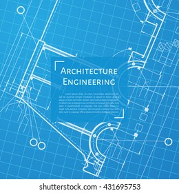 Vector technical blueprint of mechanism. Engineer illustration. Set of corporate identity templates. Architecture Background