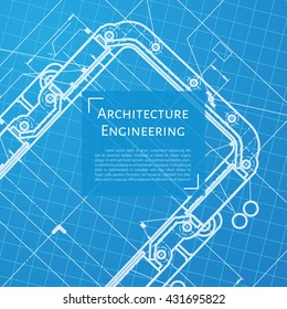 Vector technical blueprint of mechanism. Engineer illustration. Set of corporate identity templates. Architecture Background