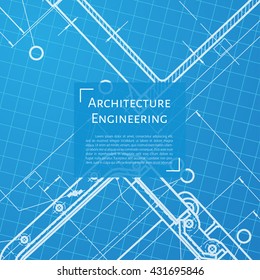 Vector technical blueprint of mechanism. Engineer illustration. Set of corporate identity templates. Architecture Background