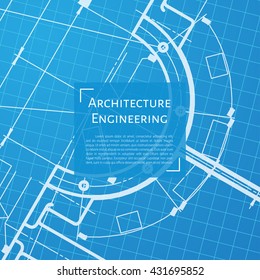 Vector technical blueprint of mechanism. Engineer illustration. Set of corporate identity templates. Architecture Background