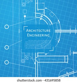 Vector technical blueprint of mechanism. Engineer illustration. Set of corporate identity templates. Architecture Background
