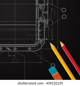 Vector technical blueprint of mechanism. Engineer illustration. Architecture Background