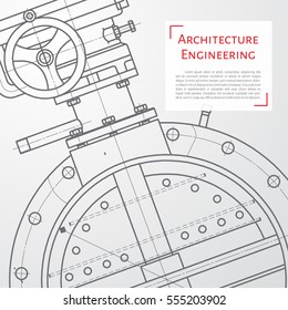 Vector technical blueprint of mechanism. Engineer illustration