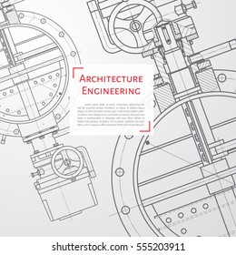 Vector technical blueprint of mechanism. Engineer illustration