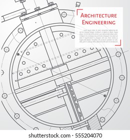 Vector technical blueprint of mechanism. Engineer illustration