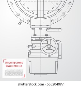 Vector technical blueprint of mechanism. Engineer illustration