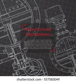 Vector technical blueprint of mechanism. Engineer illustration
