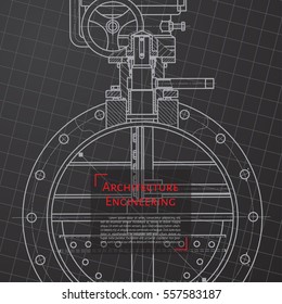 Vector technical blueprint of mechanism. Engineer illustration