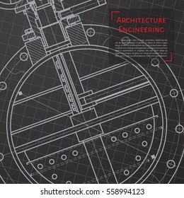 Vector technical blueprint of mechanism. Engineer illustration