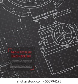 Vector technical blueprint of mechanism. Engineer illustration