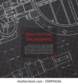 Vector technical blueprint of mechanism. Engineer illustration